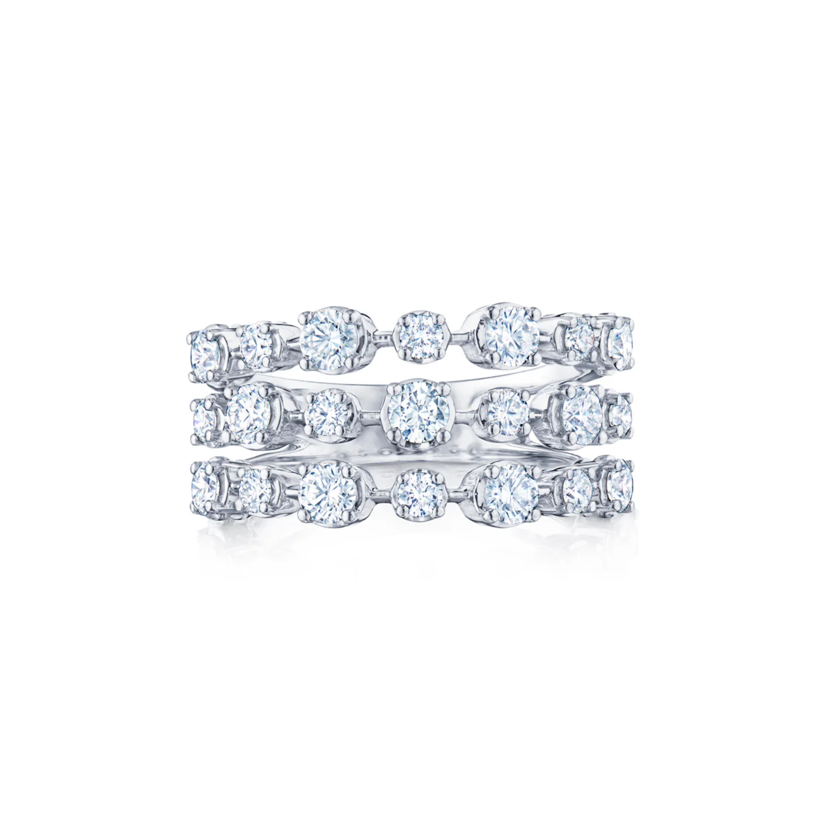 18K White Gold Diamond Starry Night Three-Row Band by KWIAT