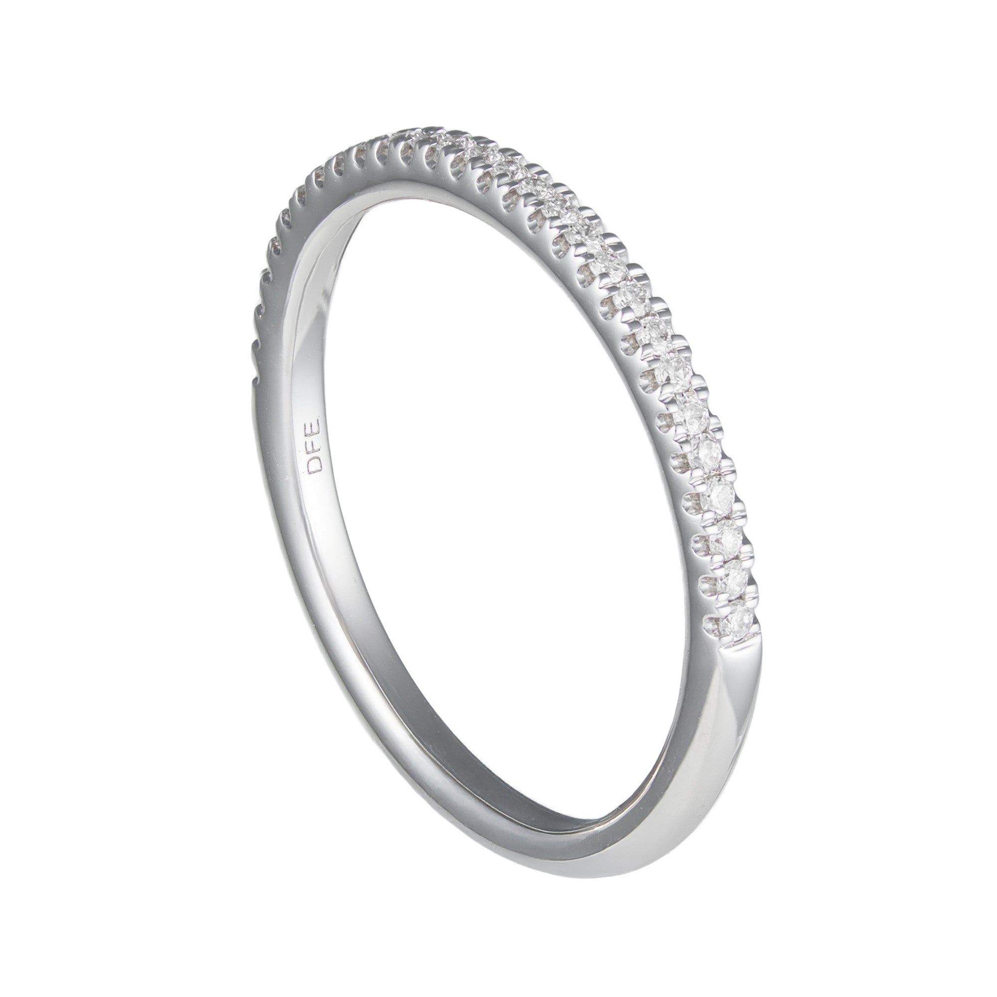 14K White Gold Petite Diamond Prong Set Wedding Band
