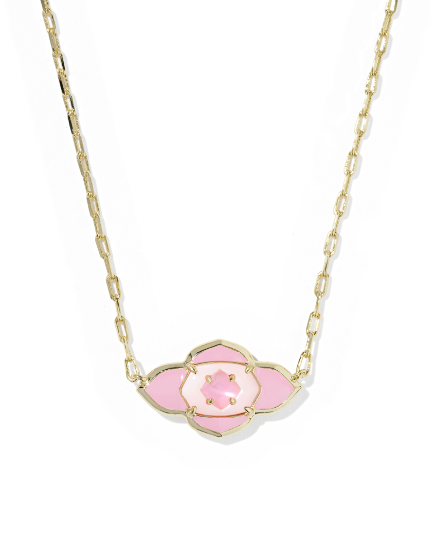 Gold Plated Abbie Medallion Pendant in Pink Mix by Kendra Scott