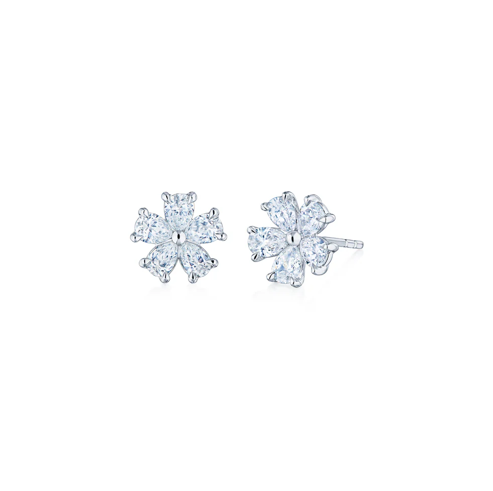 Platinum Cluster Floral Diamond Stud Earrings by KWIAT Main image
