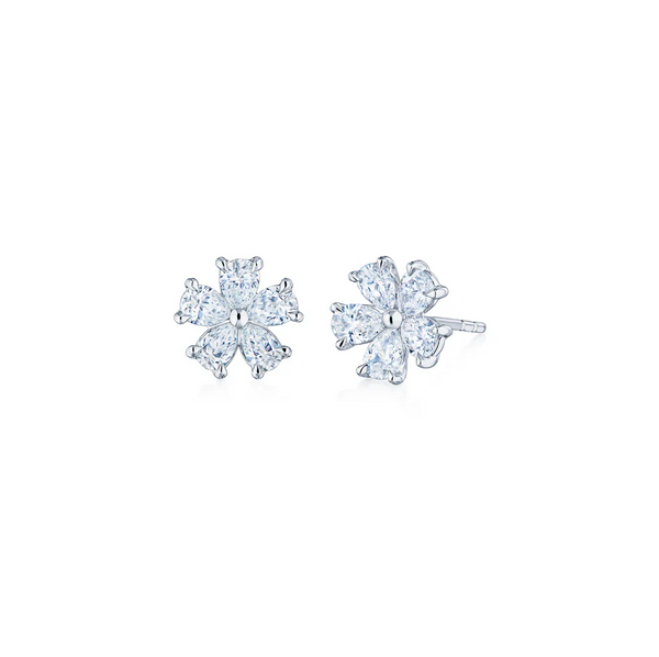 Platinum Cluster Floral Diamond Stud Earrings by KWIAT