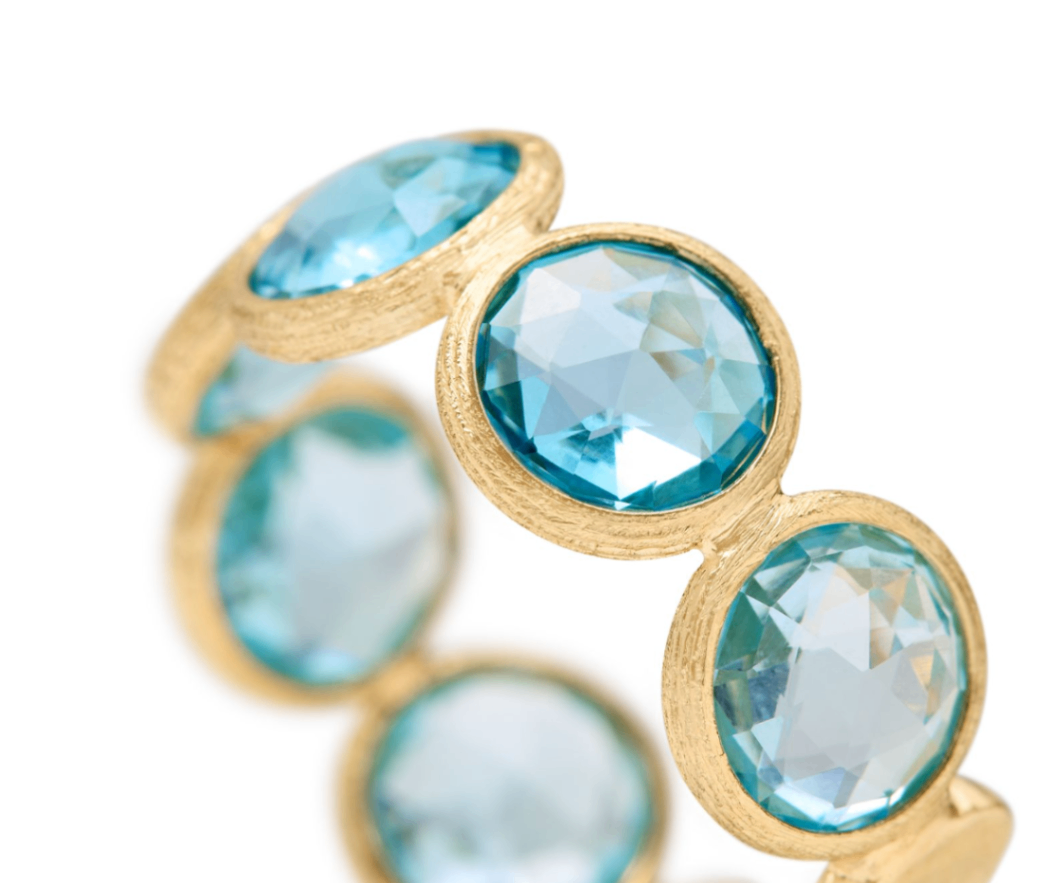 18K Yellow Gold Jaipur Bezel Set Blue Topaz Band by Marco Bicego