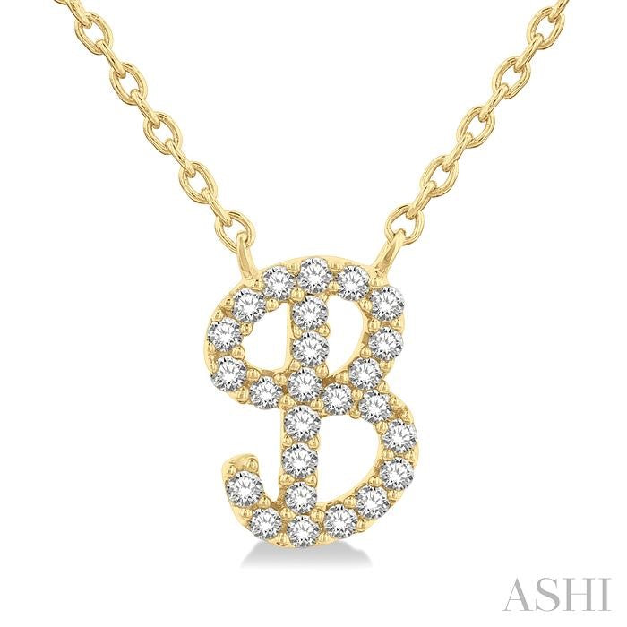 10K YG 1/10cttw Diamond Script Initial B Pendant