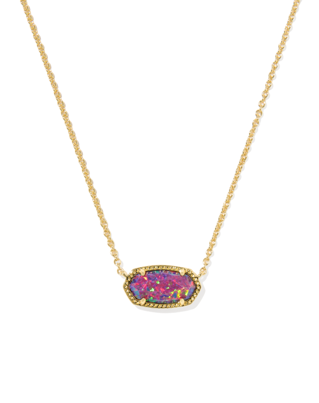Elisa Gold Plated Short Pendant Necklace in Dark Lavender Kyocera Opal by Kendra Scott Main image