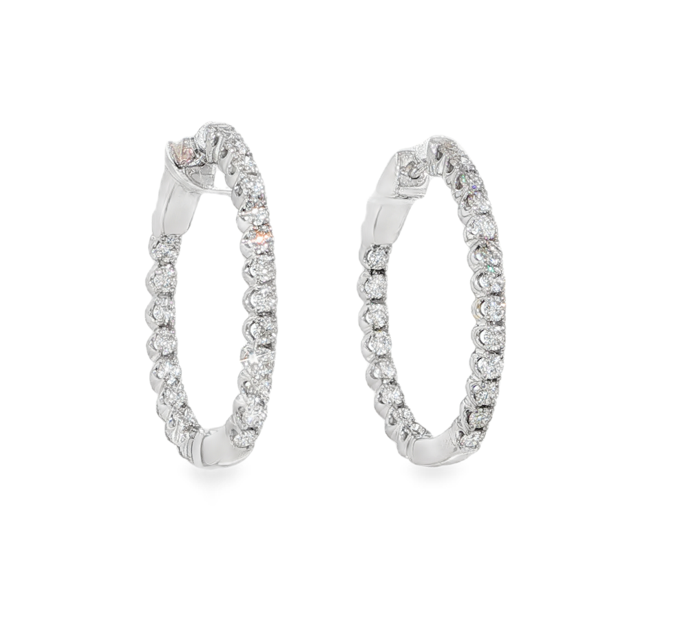 Platinum 1cttw Diamond Inside Out Hoops Main image
