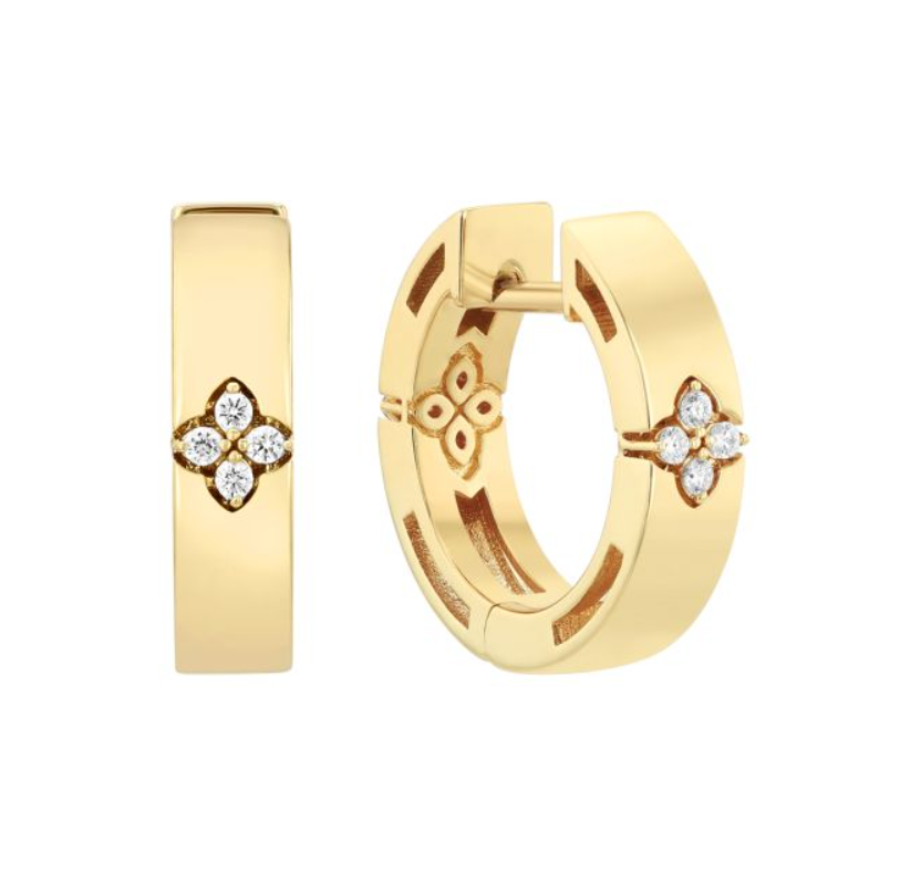 18K YG Diamond Love in Verona Small Hoops by Roberto Coin Main image