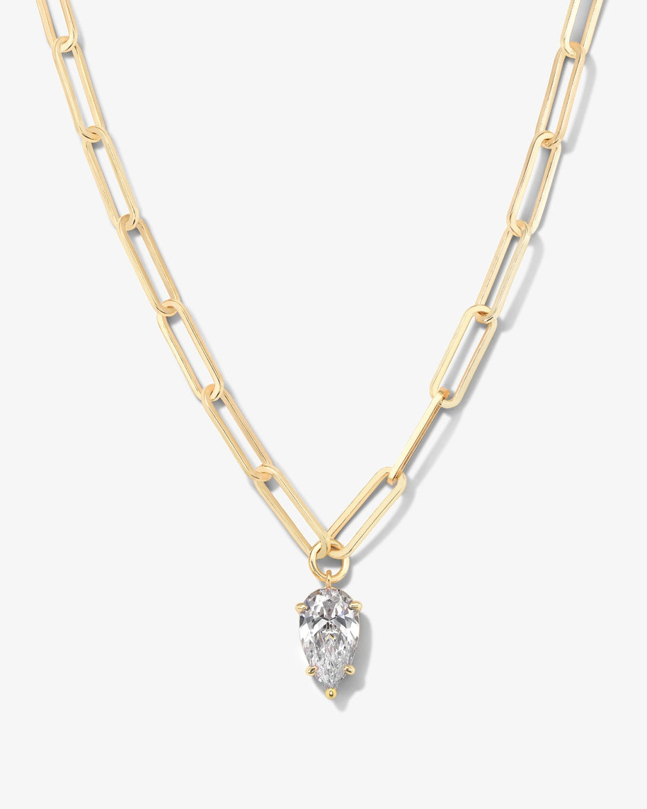 18K Gold Plated Samantha Teardrop Necklace in CZ by Melinda Maria