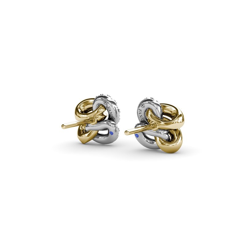 18K Two-Tone Spyre Knot Diamond Stud Earrings by Fana