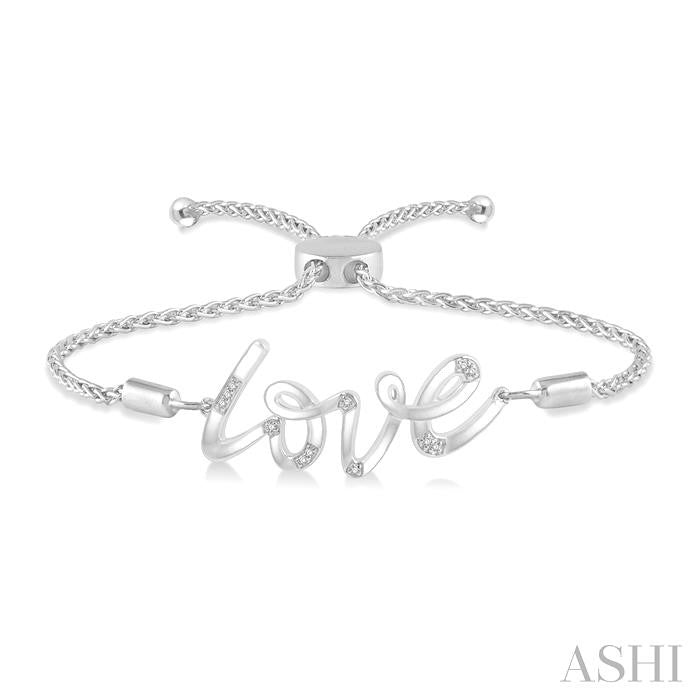 Sterling Silver Diamond Script Love Lariat Bracelet Main image