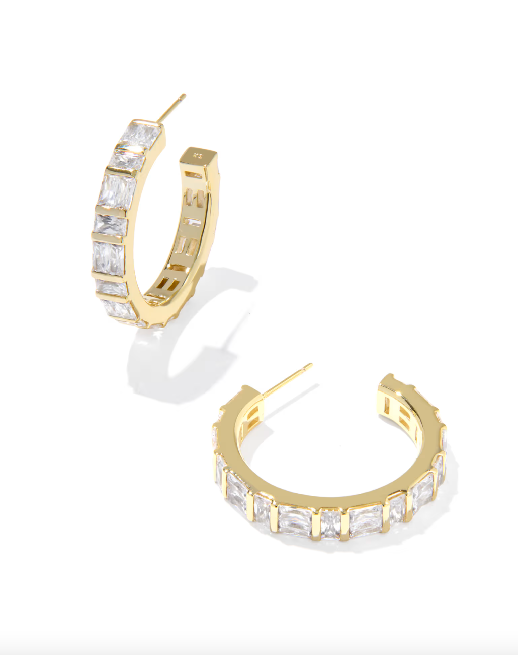 Jamie Gold Plated Hoop Earrings in White Cz by Kendra Scott