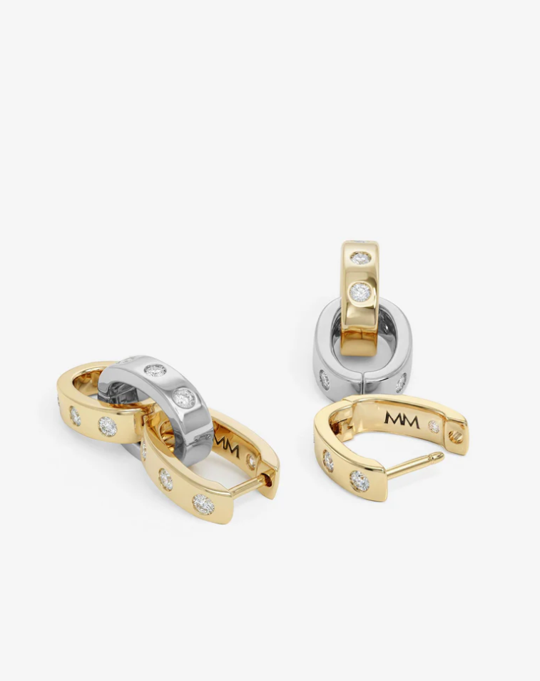 Two-Tone Plated Ashley Convertible Chain Earrings in White CZ by Melinda Maria Secondary image