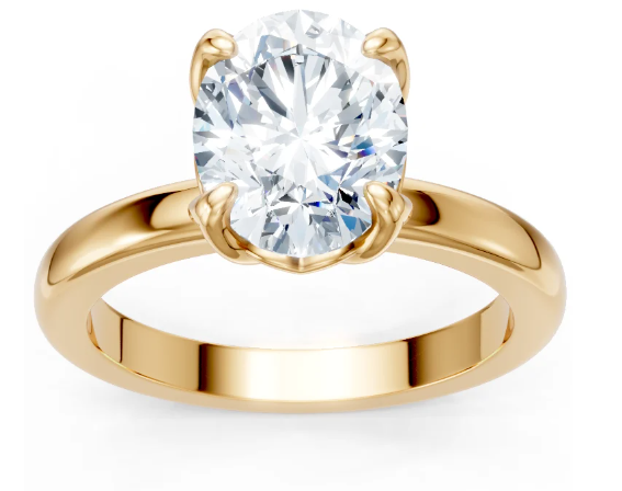 14K YG Oval Tulip Head Solitaire Semi-Mount