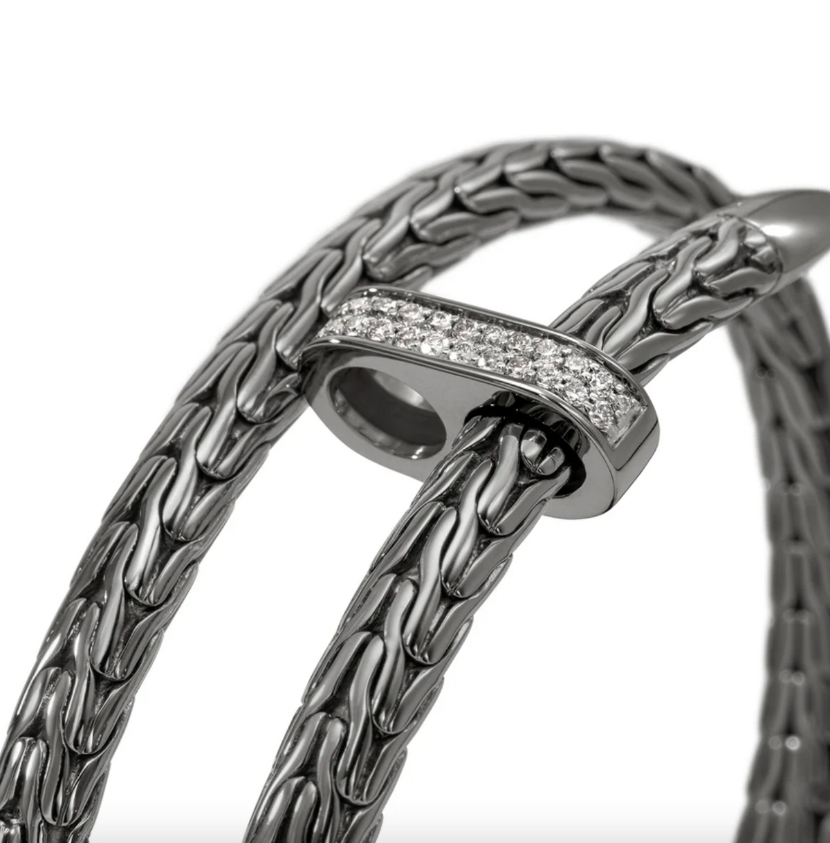Dark Silver Spear Flex Diamond Bangle by John Hardy