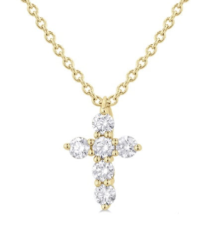 14K YG .15cttw Diamond Shared Prong Pendant
