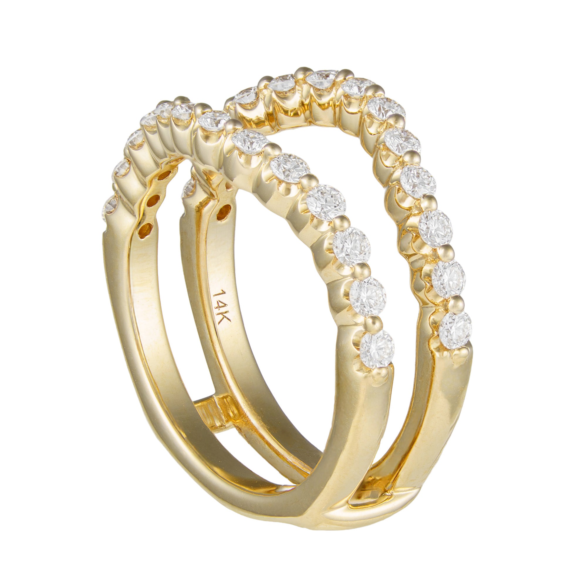 14K Yellow Gold Diamond Shared Prong Contour Ring Insert Secondary image