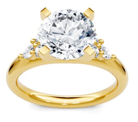 14K YG 1/3cttw Diamond Round & Marquise Cluster 3-Stone Semi-Mount by Imagine Bridal
