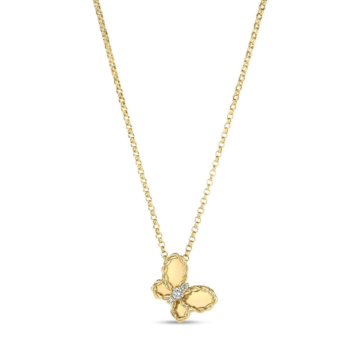 18K Yellow Gold Jasmine Diamond Butterfly Pendant by Roberto Coin Main image