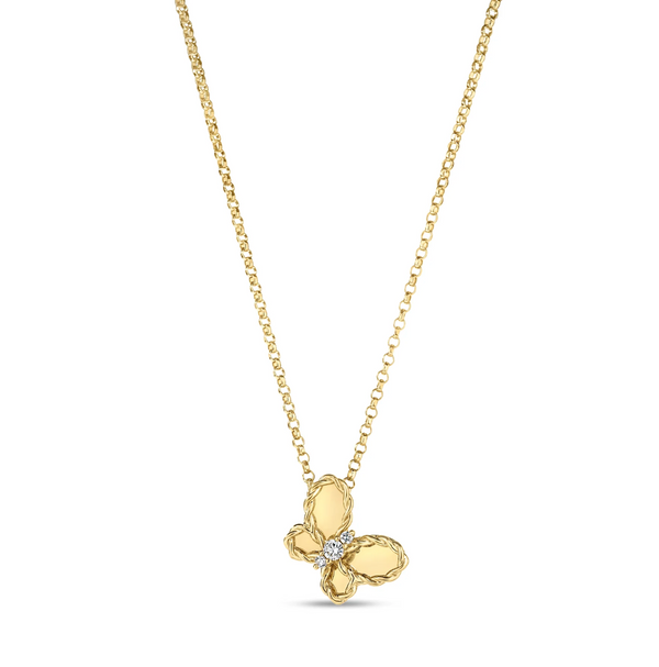 18K Yellow Gold Jasmine Diamond Butterfly Pendant by Roberto Coin