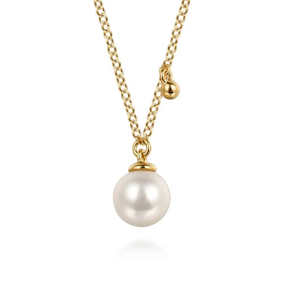 14K YG Freshwater Pearl Drop Necklace by Gabriel NY Main image