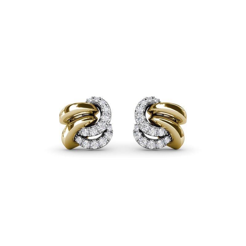 18K Two-Tone Spyre Knot Diamond Stud Earrings by Fana