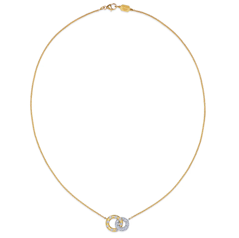 18K Two-Tone Cobblestone Petite Interlocking Diamond Pendant by KWIAT
