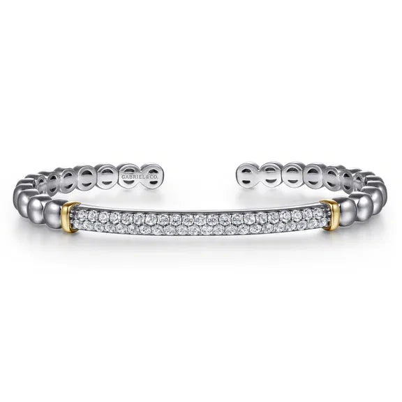 SS/14K YG Bujukan White Sapphire Open Bangle Bracelet by Gabriel NY Main image