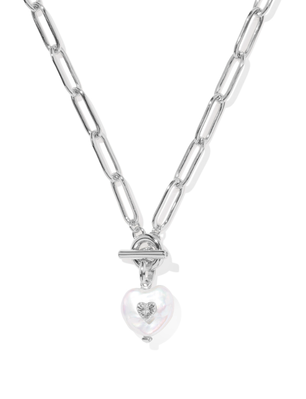 Sasha Rhodium Plated Heart Necklace in Freshwater Cultured Pearl by Kendra Scott Main image