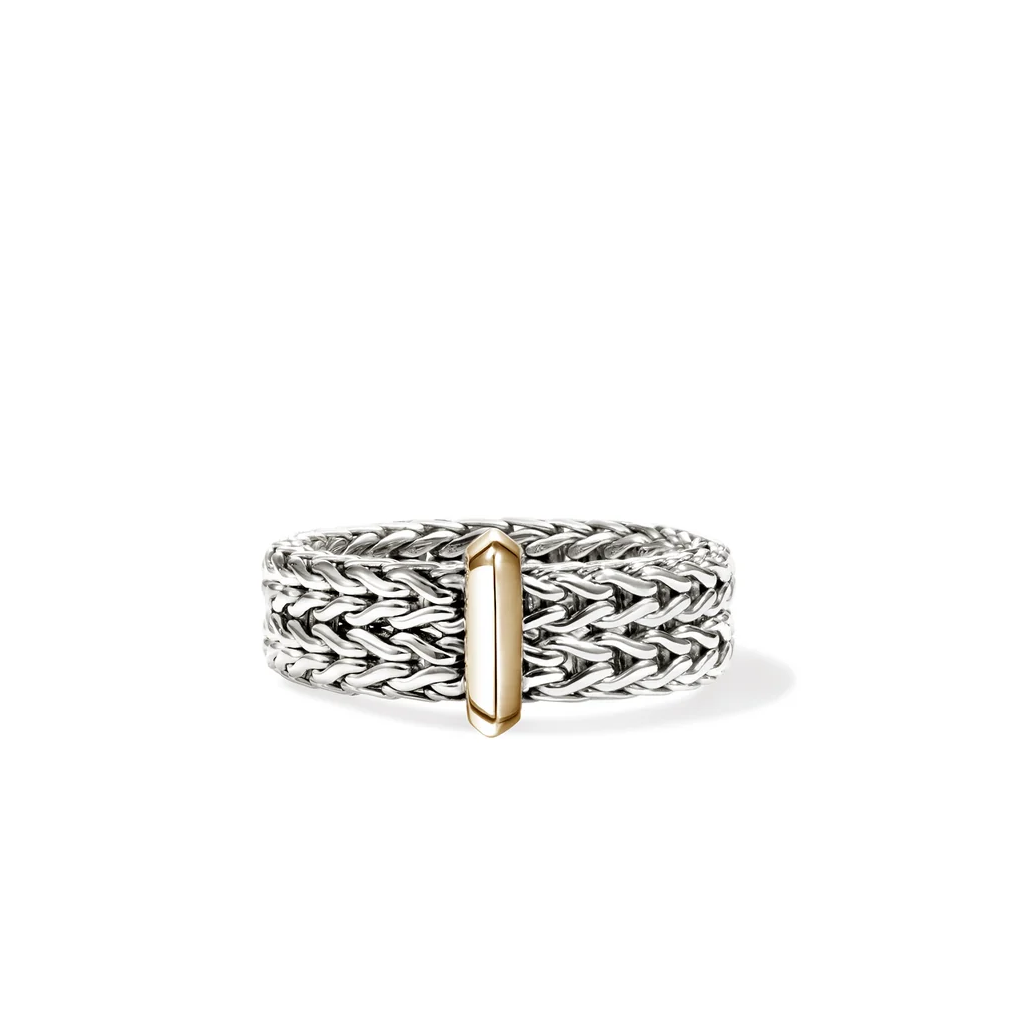 Sterling Silver & 14K Yellow Gold Icon Link Bar Ring by John Hardy Main image