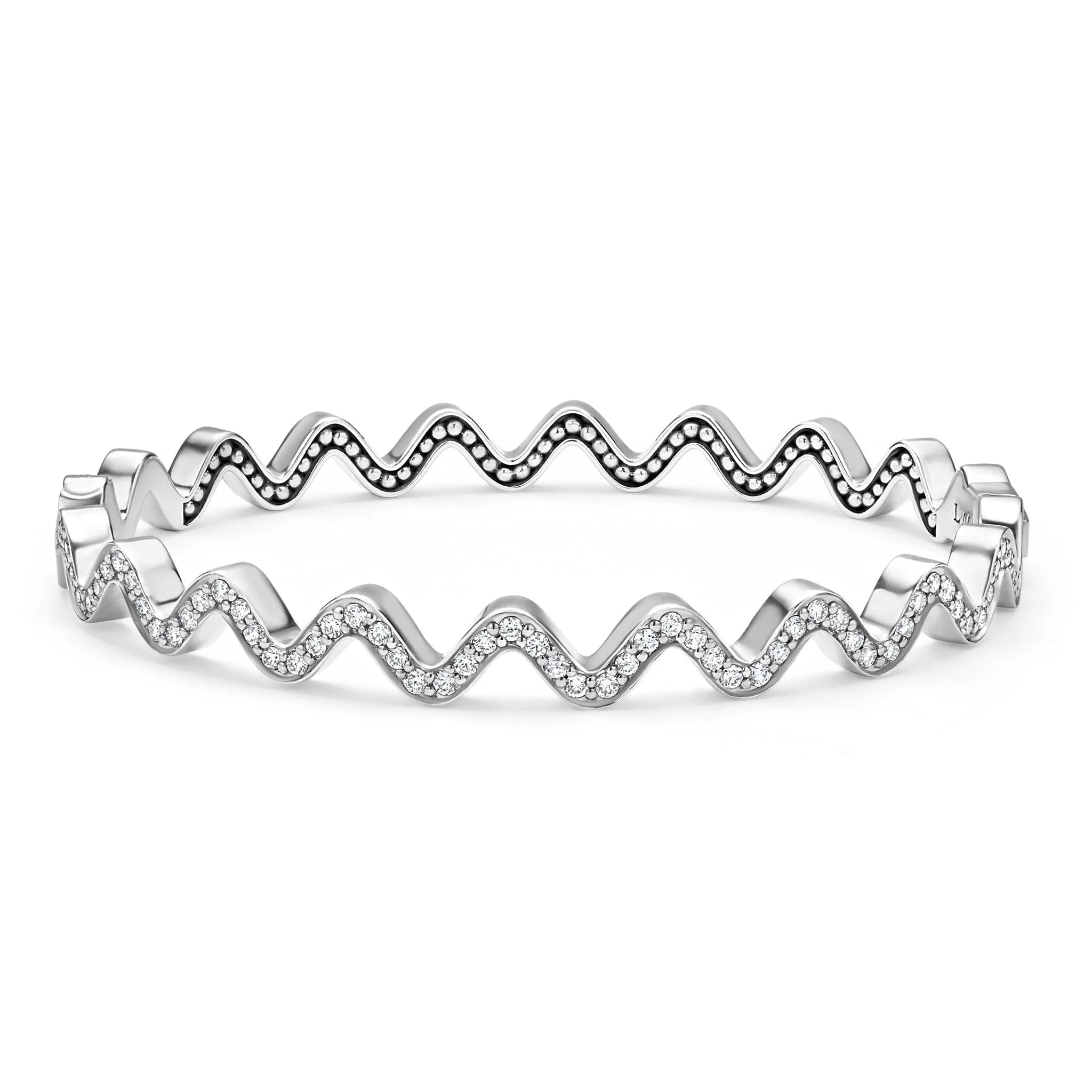 Sterling Silver Spark Wave Diamond Bangle Bracelet by LAGOS Main image