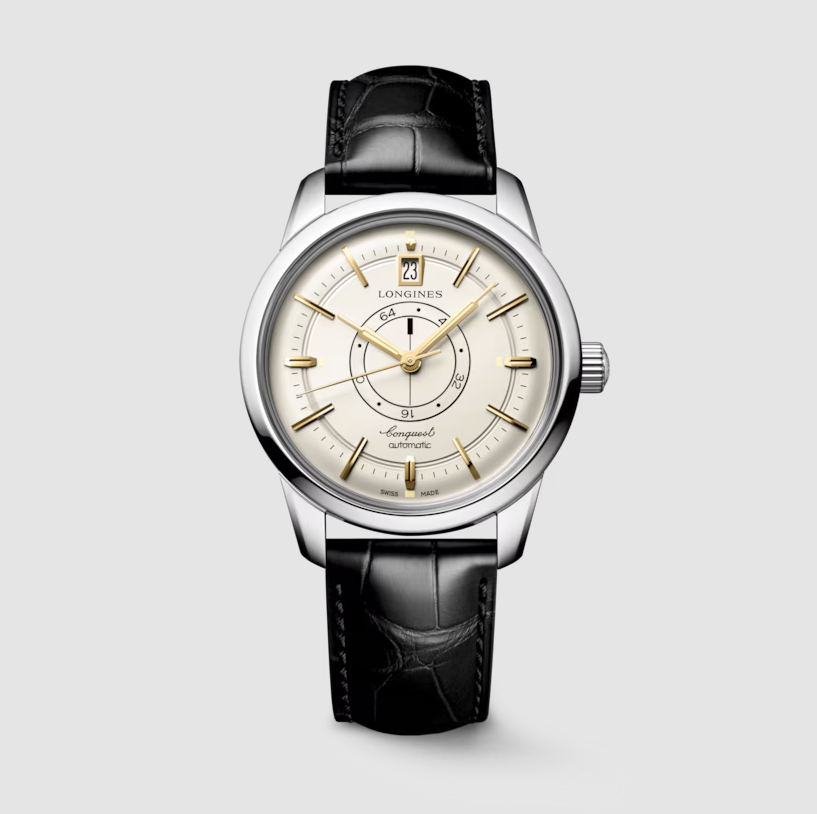 Longines Conquest Heritage Central Power Reserve 38mm Watch with Opaline Ivory Dial