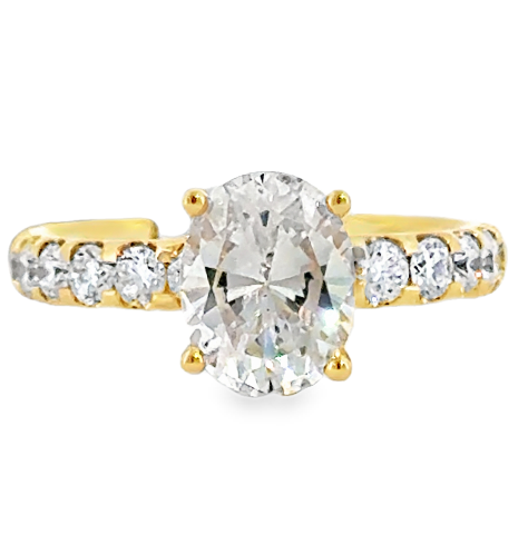 18K Yellow Gold 3/4cttw Diamond Oval Micro U-Prong Semi Mount by Joshua J Main image