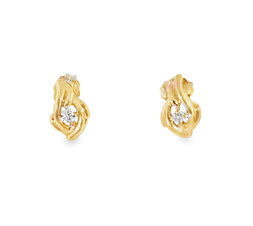 14K Yellow Gold Small Diamond Stud Earrings