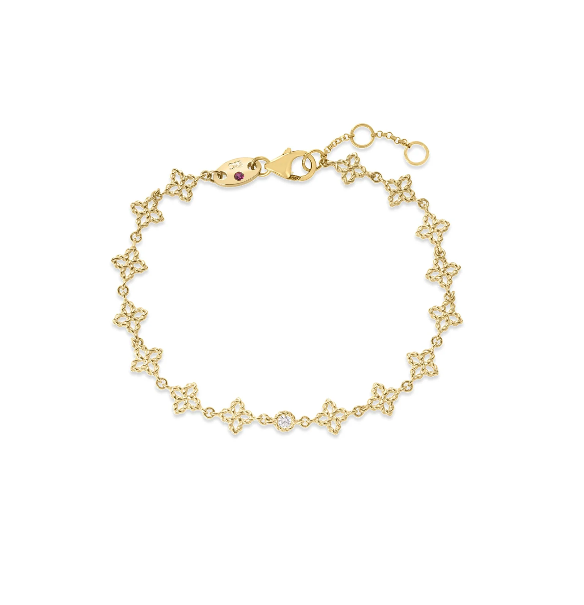 18K Yellow Gold Princess Flower Single Diamond Station Bracelet by Roberto Coin