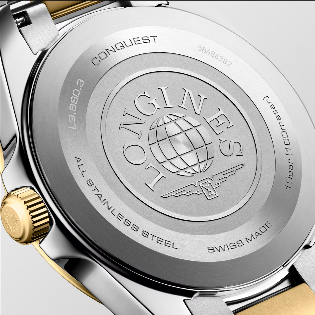 Longines Conquest 41mm Two-Tone Watch with Black Dial