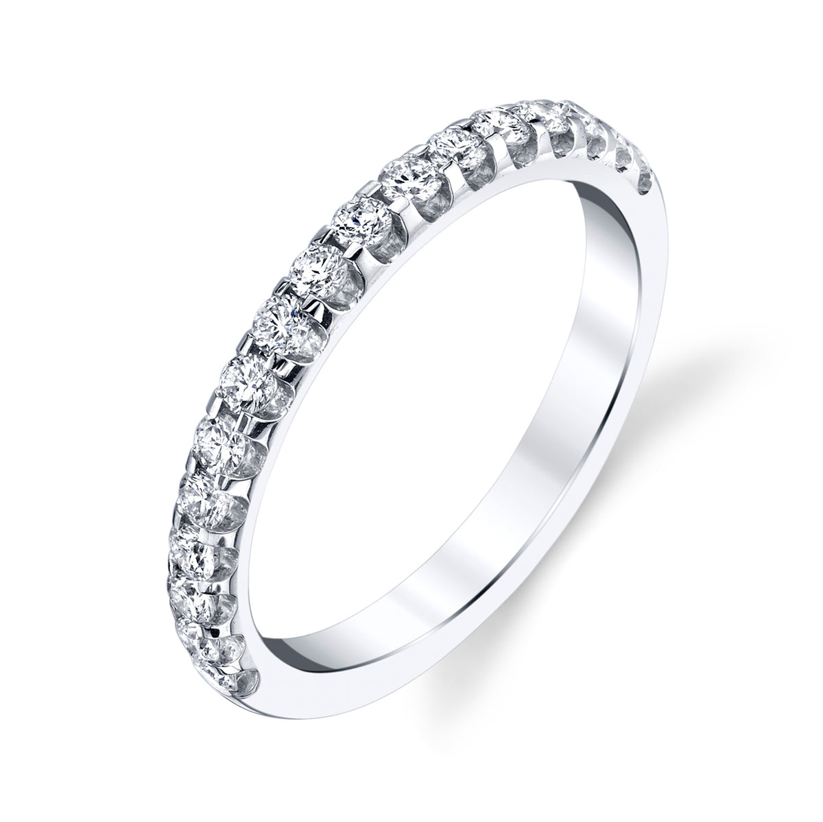 18K White Gold Diamond Micro U-Prong Wedding Band by Joshua J