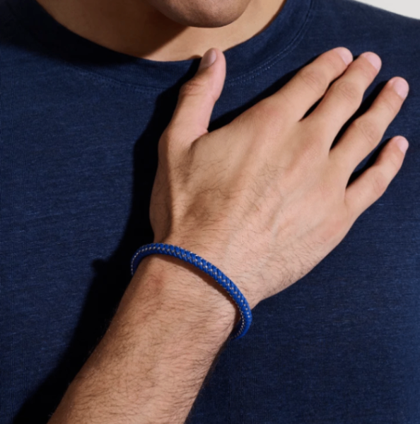 Stainless Steel & Blue Woven Cord Men's Essentials Bracelet with Silver Clasp by John Hardy