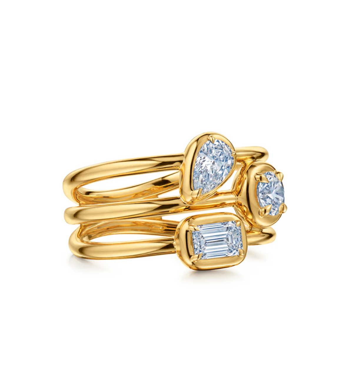 18K Yellow Gold Starry Night Bezel Set Diamond 3-Row Ring by KWIAT Secondary image