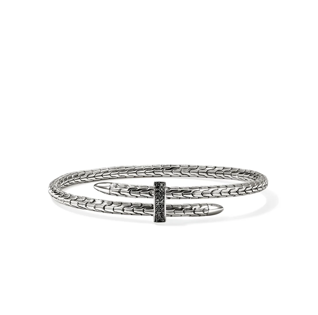 Sterling Silver Spear Flex 4mm Treated Black Sapphire Bangle by John Hardy Main image
