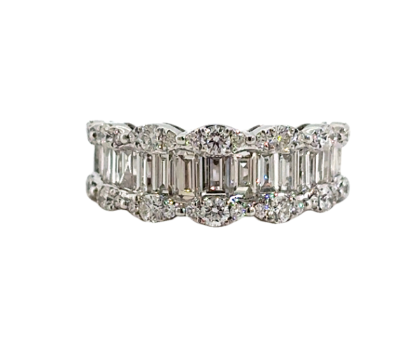 14K White Gold Diamond Baguette Scalloped Anniversary Band Main image