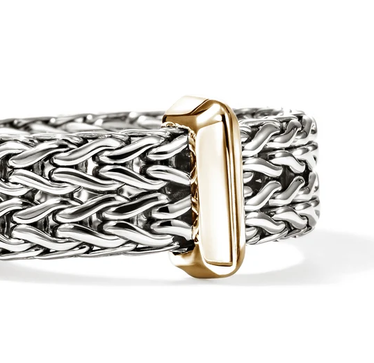Sterling Silver & 14K Yellow Gold Icon Link Bar Ring by John Hardy