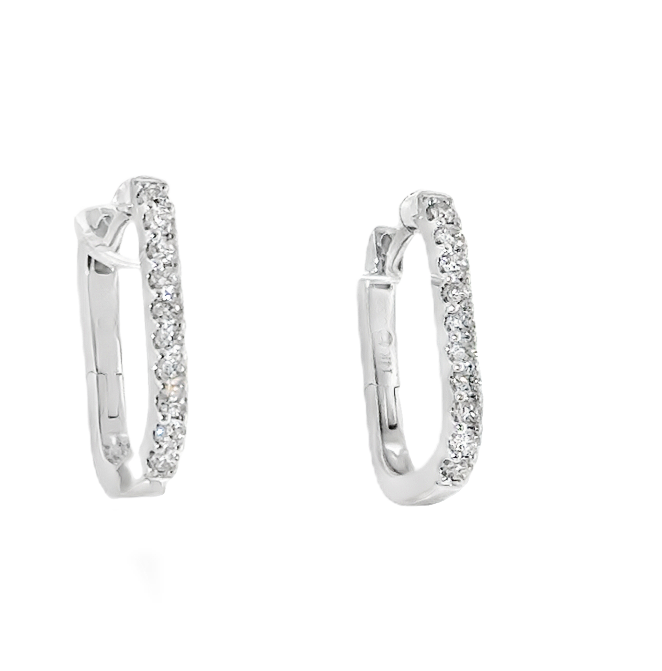 14K White Gold 1/3cttw Diamond Small Square Hoops Main image