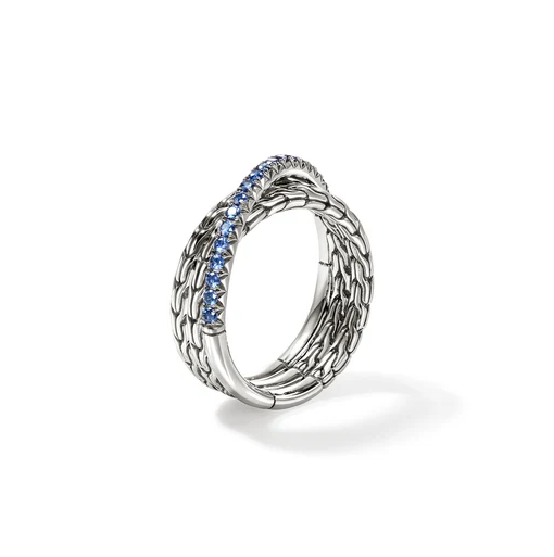 Sterling Silver Essential Blue Sapphire Crossover Ring by John Hardy