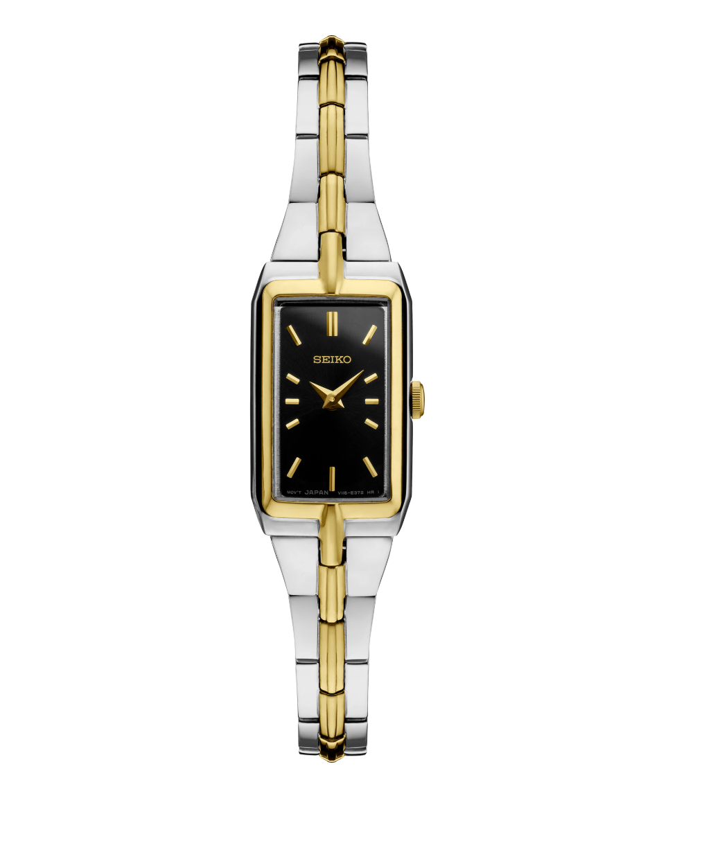 Ladies Essentials Two-Tone Watch with Black Dial