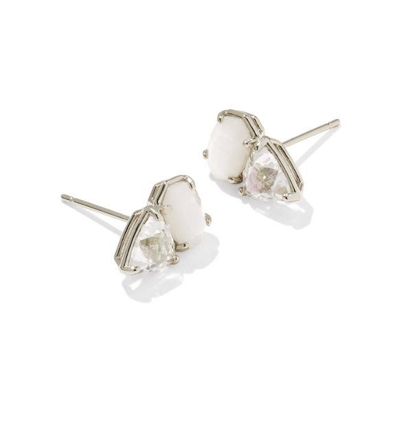 Tatum Rhodium Plated Stud Earrings in Neutral Mix by Kendra Scott