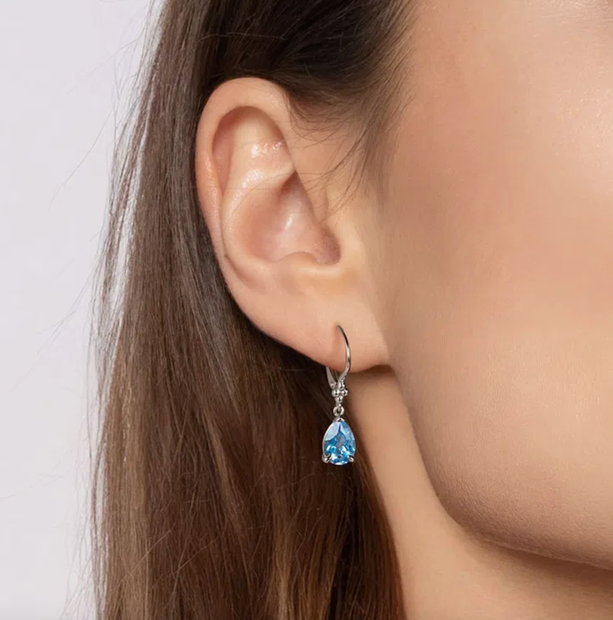 Sterling Silver Bujukan Blue Topaz Drop Earrings by Gabriel NY