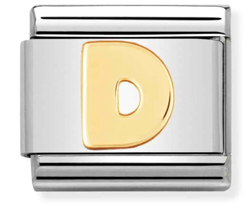 Stainless Steel & 18K Yellow Gold Letter D Initial Charm