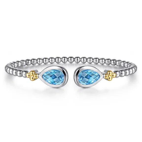 SS/14KYG Bujukan Pear Blue Topaz Bangle by Gabriel NY