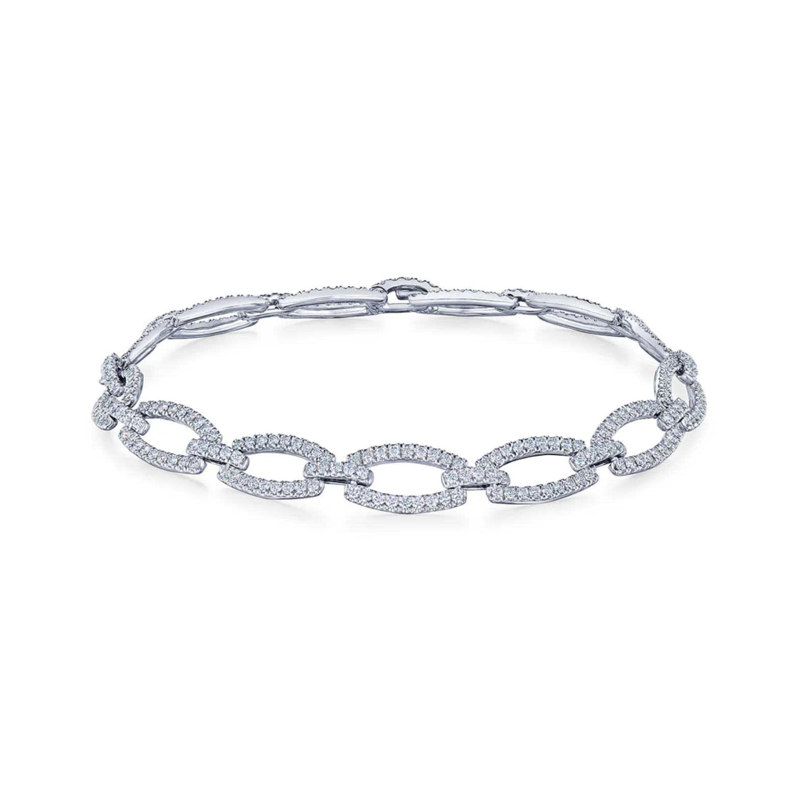 18K White Gold Oval Diamond Link Tennis Bracelet by KWIAT