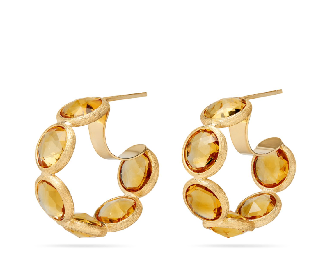 18K Yellow Gold Jaipur Bezel Set Citrine Hoops by Marco Bicego Main image