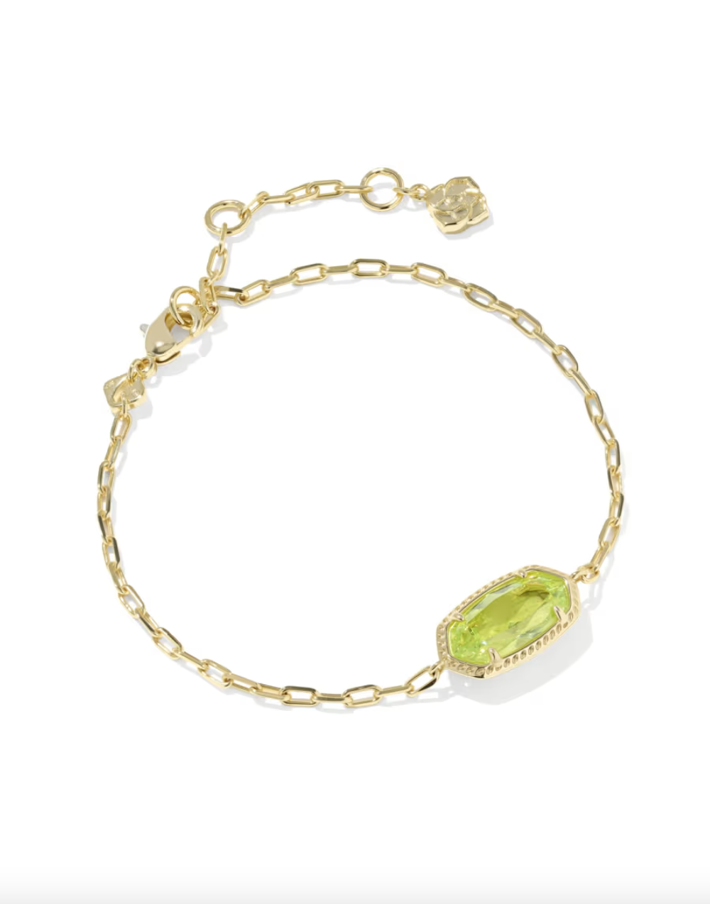 Gold Plated Elaina Luxe Chain Bracelet in Light Green CZ by Kendra Scott